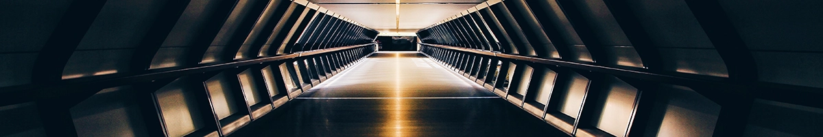 Futuristic tunnel looking down a runway